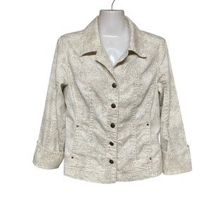 LAL Live a Little Snakeskin Print Women’s Jacket Tan & White Snakeskin Pattern
